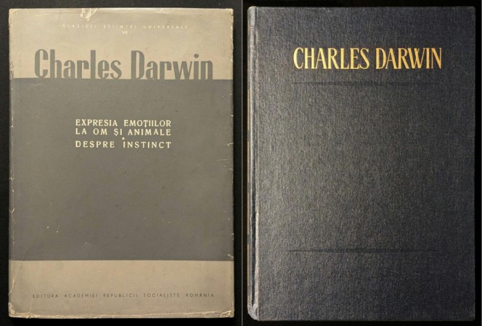 rara Charles Darwin &ndash; EXPRESIA EMOTIILOR la Om si Animale. DESPRE INSTINCT. 243 pag. ilustrata. Mijloace de Expresie sentimente 1967 Editura Academiei