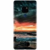 Husa silicon pentru Huawei Mate 20, Dramatic Rocky Beach Shore Sunset