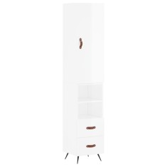 Dulap inalt, alb extralucios, 34,5x34x180 cm, lemn prelucrat