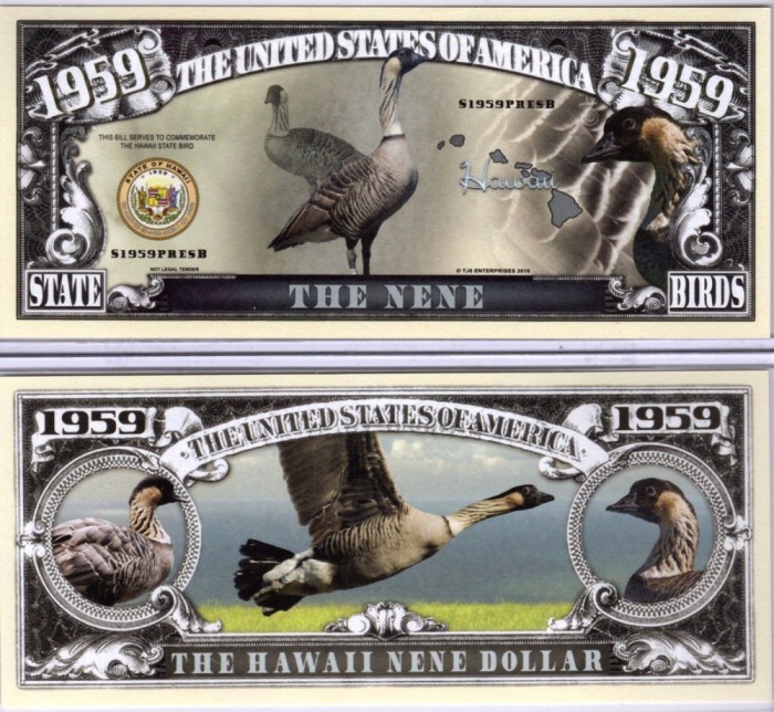 !!! SUA = FANTASY NOTE (TJ6) = HAWAI , THE NENE BIRD - 2016 - UNC