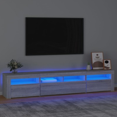 Comoda TV cu lumini LED, gri sonoma, 210x35x40 cm GartenMobel Dekor foto