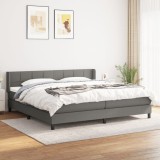 vidaXL Pat box spring cu saltea, gri &icirc;nchis, 200x200 cm, textil