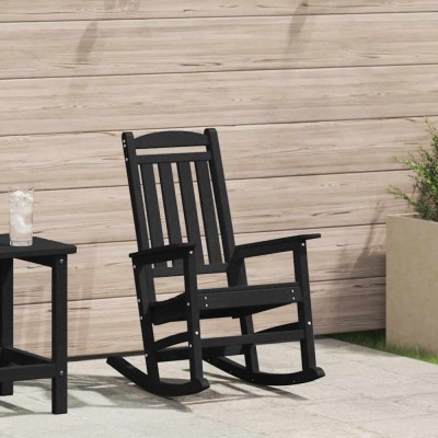 vidaXL Fotoliu de balans pentru grădină Negru 70 x 92 x 108cm HDPE 42006615 foto