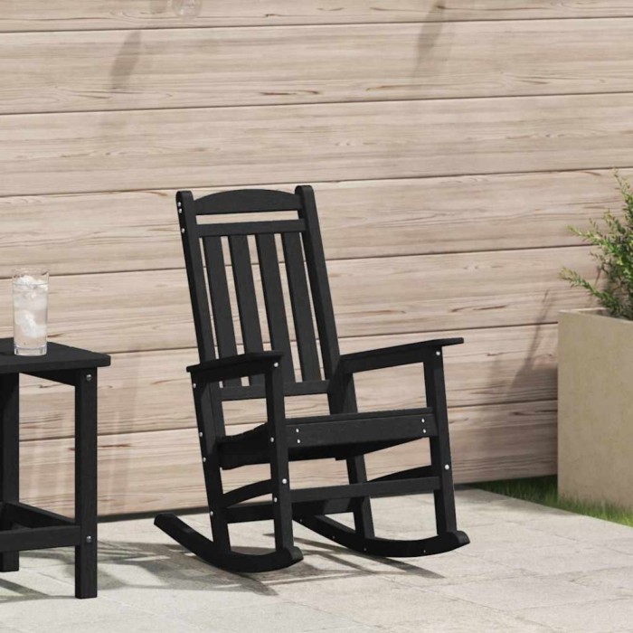 vidaXL Fotoliu de balans pentru grădină Negru 70 x 92 x 108cm HDPE 42006615