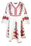 Rochie casual dama R777, alb laptos/rosu , marime 3XL, alb laptos/rosu, Bumbac