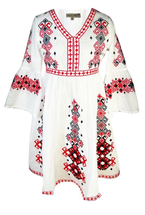 Rochie casual dama R777, alb laptos/rosu , marime L, alb laptos/rosu