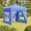 Cort Pliabil Petrecere vidaXL, Albastru, 2x2 m, cu Pereți Laterali, Impermeabil, Protecție UV, Cadru Oțel