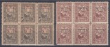 1917/1918 TIMBRE DE AJUTOR FISCAL/POSTALE SUPRATIPAR MVIR BLOCURI 6 TIMBRE MNH