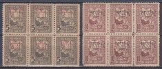 1917/1918 TIMBRE DE AJUTOR FISCAL/POSTALE SUPRATIPAR MVIR BLOCURI 6 TIMBRE MNH