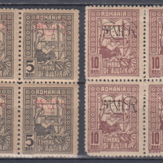 1917/1918 TIMBRE DE AJUTOR FISCAL/POSTALE SUPRATIPAR MVIR BLOCURI 6 TIMBRE MNH