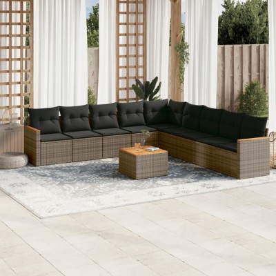 Gossi set mobilier de gradina cu perne, 10 piese, gri, poliratan foto