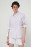 Cumpara ieftin Tommy Jeans cămașă din amestec de in culoarea violet, cu guler clasic, relaxed DW0DW17737