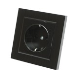 Priza schuko neagra incastrata 220V, 16A, ABS 80x80mm