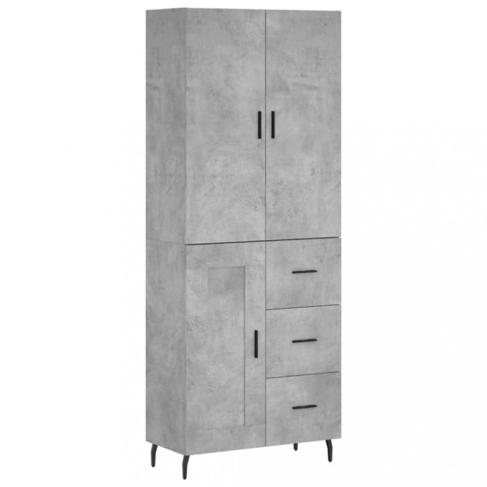 Dulap inalt, gri beton, 69,5x34x180, lemn compozit