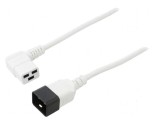 Cablu 3x1,5mm2 IEC C19 mamă unghi, IEC C20 tată, 3m alb