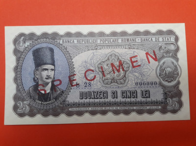 Bancnota 25 lei 1952 specimen - UNC foto