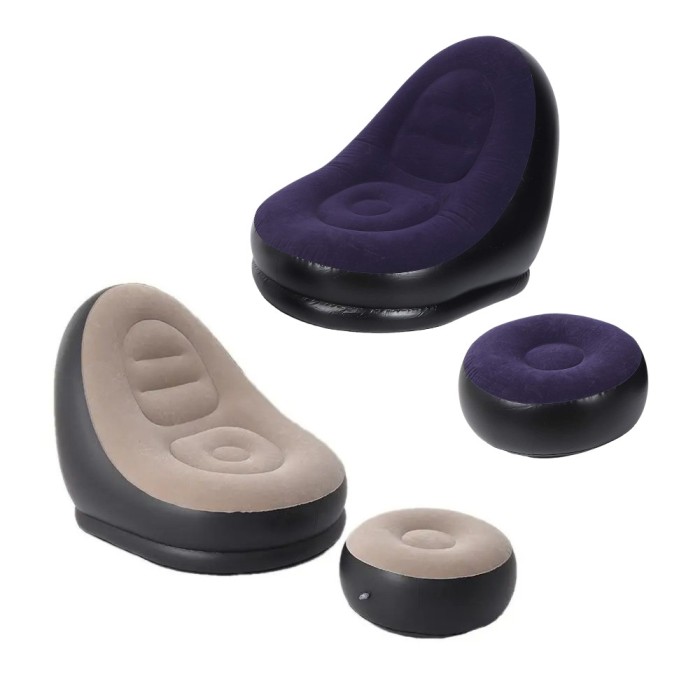 Set fotoliu si taburet gonflabil, pompa electrica, PVC, 2 modele