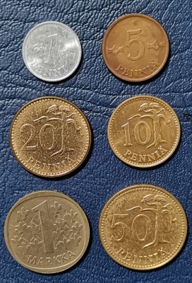 SV * Finlanda 1 - 5 - 10 - 20 - 50 PENNIA și 1MARKKA 1971 * +/- AUNC foto