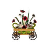 Aranjament caruta din lemn cu flori / EXT 10160