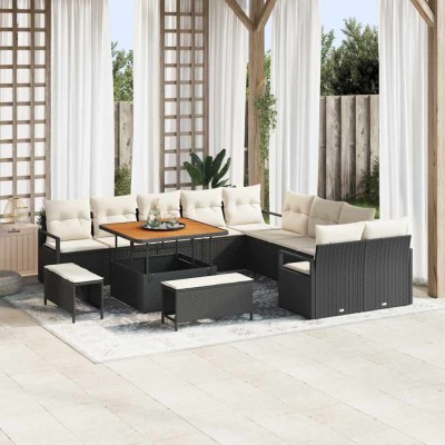 vidaXL Set de canapele pentru grădină 13 pcs Negru Rattan poli 3362575 foto