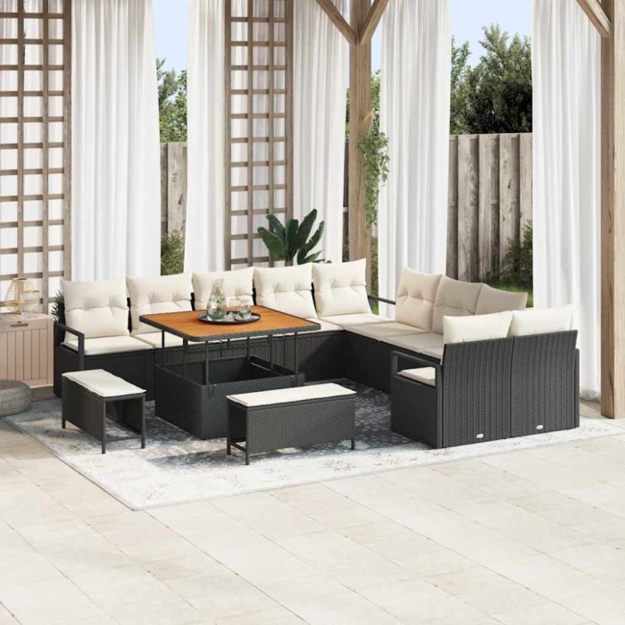 vidaXL Set de canapele pentru grădină 13 pcs Negru Rattan poli 3362575
