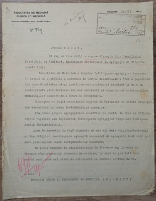 Scrisoare privind concursul de agregatie// 1935, semnat Daniel Danielopolu foto