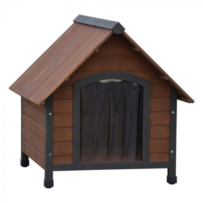 @Pet Cusca de caine cu clapete de plastic Rustique maro 102x82x87 cm GartenMobel Dekor