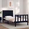 VidaXL Cadru de pat cu tăblie Small Single, negru, lemn masiv
