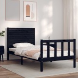 VidaXL Cadru de pat cu tăblie Small Single, negru, lemn masiv