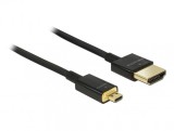 Cablu HDMI la micro HDMI-D T-T 3D 4K 1m Slim Premium, Delock 84781