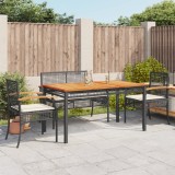 VidaXL Set mobilier de grădină cu perne, 5 piese, negru, poliratan
