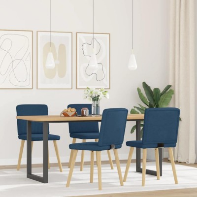 vidaXL Scaune de bucătărie, 4 buc., albastru, material textil foto