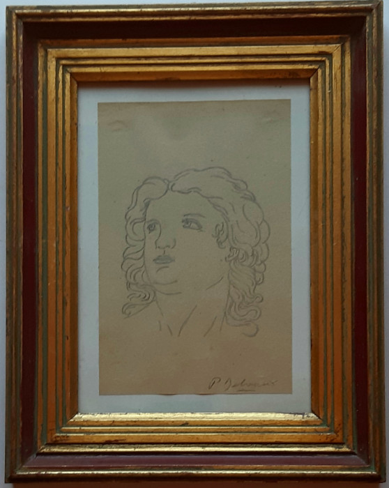 Portret de fata - semnat P.Delvaux