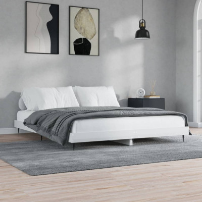 Cadru de pat, alb extralucios, 140x200 cm, lemn prelucrat foto