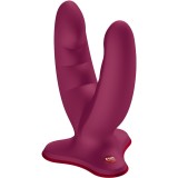 Fun Factory-Ryde Dublu Dildo Roșu Vin-Silicon, Waterproof, Ventuza