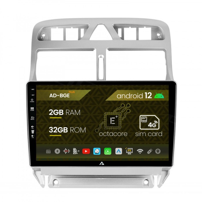 Navigatie Peugeot 307, Android 12, E-Octacore 2GB RAM + 32GB ROM, 9 Inch - AD-BGE9002+AD-BGRKIT266