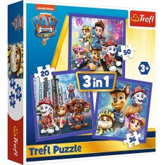 PUZZLE TREFL 3IN1 PATRULA CATELUSILOR GATA DE ACTIUNE foto