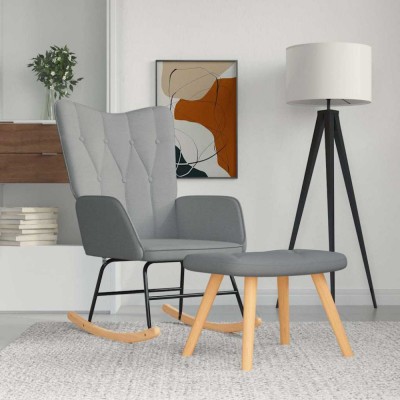 vidaXL Scaun balansoar cu taburet, gri deschis, textil 327622 foto