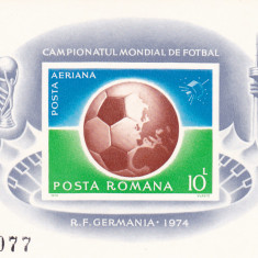CAMPIONATUL MONDIAL DE FOOTBAL 1974,COLITA NEDANTELATA ,Lp.3391, MNH **,ROMANIA.