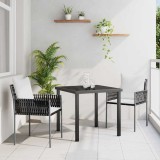 Set de dining pentru grădină cu 3 piese și perne maro din rattan poli.