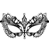 Mască de Carnaval Dama Neagră Fancy &ndash; Model Metalizat cu Strassuri