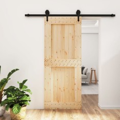Ușă glisantă cu set de feronerie 85x210 cm, lemn masiv de pin foto