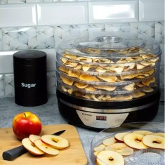 Deshidrator, uscator de alimente cu ecran digiral Led, 5 tavi inox, 350 W, control digital 35-68 &deg;C, Klausberg