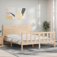 Cadru de pat cu tablie, 160x200 cm, lemn masiv