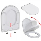 Capac WC pătrat cu &icirc;nchidere silențioasă și demontare rapidă, alb, vidaXL