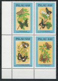 Palau 1987 Mi 168/71 block MNH - Fluturi si flori, Nestampilat