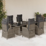 Cumpara ieftin Gossi set mobilier de gradina cu perne, 7 piese, gri, poliratan