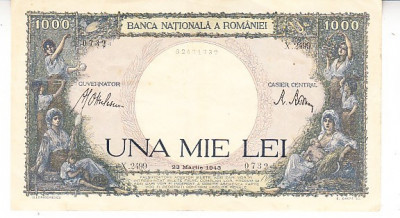 B12 - Bancnota Romania - 1000 lei - emisiune 23 martie 1943 foto