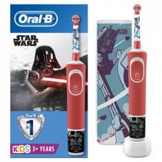 Periuta de dinti electrica Oral-B Vitality Star Wars pentru copii 7600 oscilatii/min, Curatare 2D, 2 programe, 1 capat, 4 stickere incluse, Trusa de c