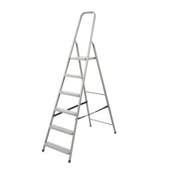 Scara aluminiu pliabila, 6 trepte, platforma, 125kg, Strend Pro D6